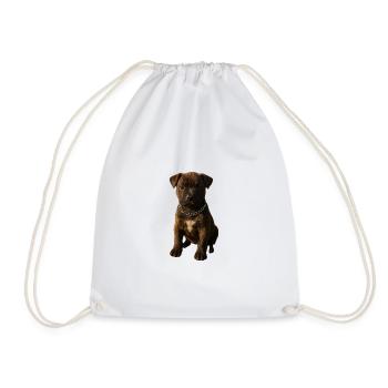 Puppy Charm Motif with Chain Collar - Drawstring Bag - white - Front