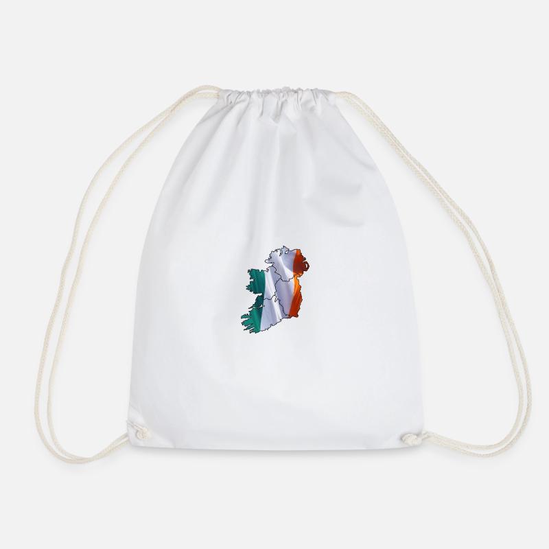 Ireland flag mapped - Drawstring Bag - white