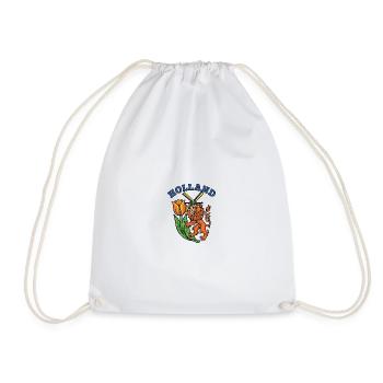 Holland Tulip windmill Emblem - Drawstring Bag - white - Front