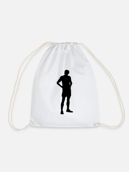 Silhouette, Mann in kurzer Hose (Vectorgraphic) - Turnbeutel - Weiß