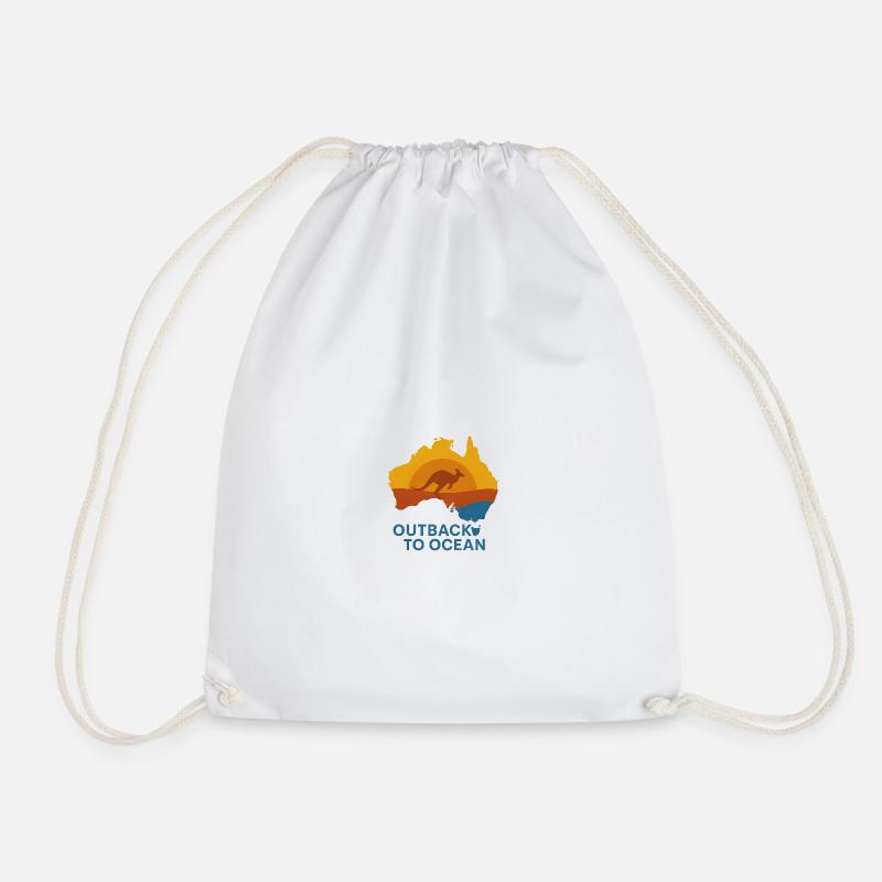 Outback to Ocean – Australia Map Shirt - Drawstring Bag - white