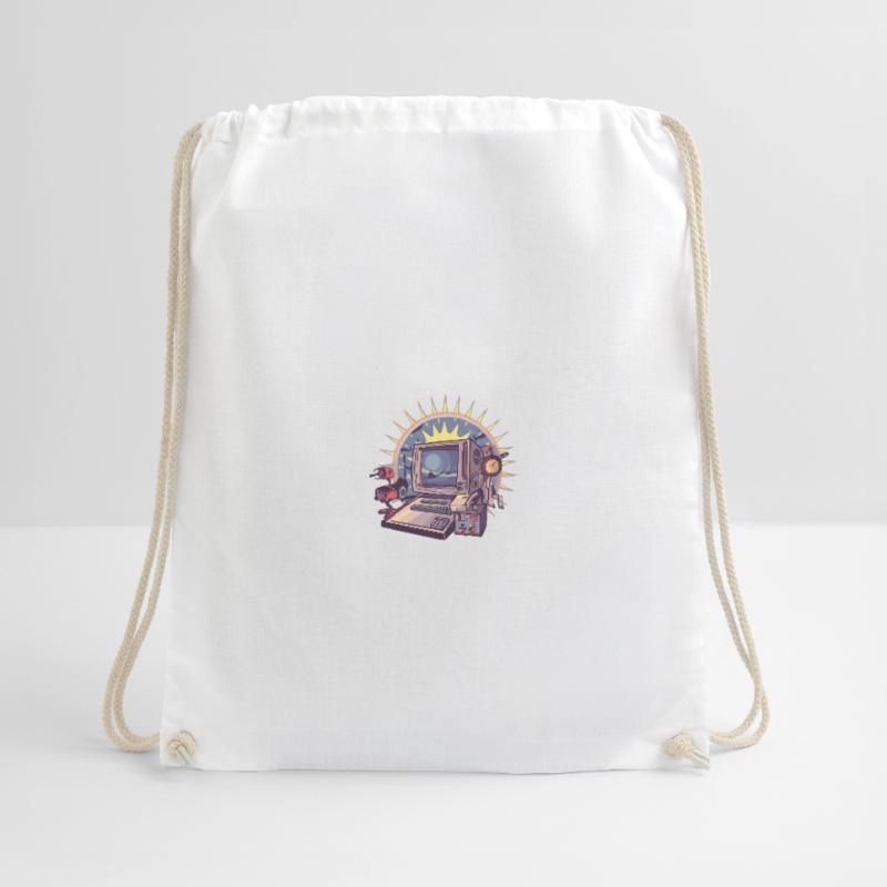 Futuristic computer with retro elements Drawstring Bag