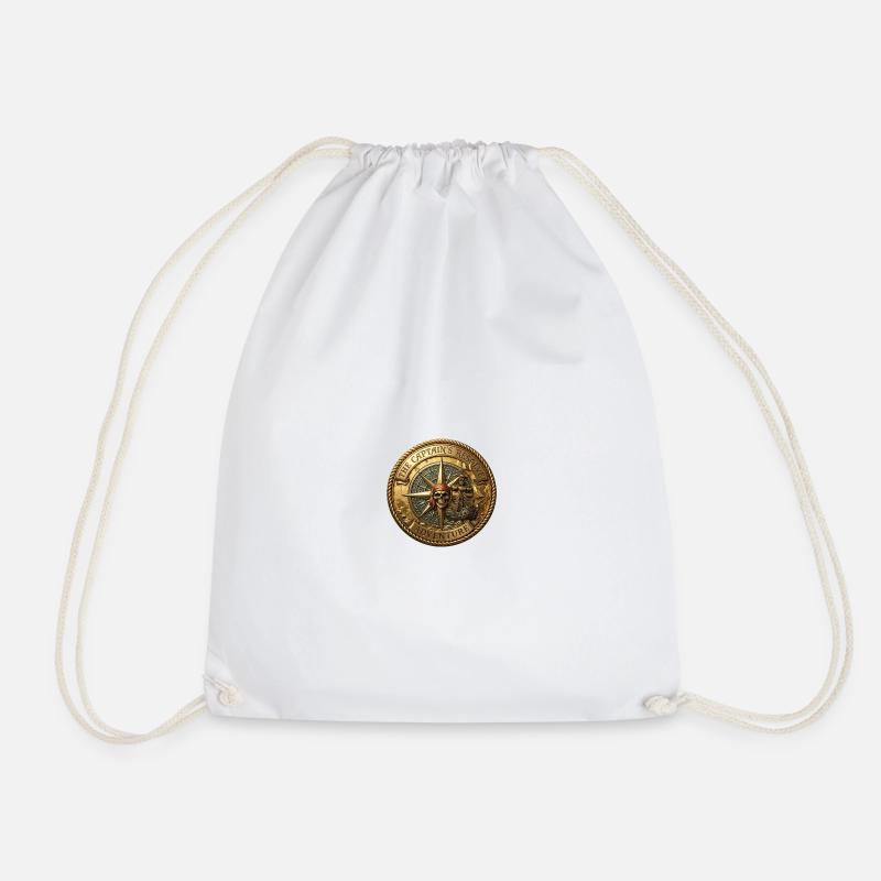 "Vintage Antique Pirate Coin"). - Drawstring Bag - white