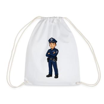 Polizeiheld Cartoon in Blau - Turnbeutel - Weiß - Vorne