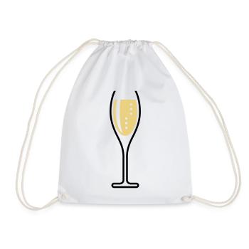 Glass Of Sparkling Wine (Oval / Open / 2C) - Drawstring Bag - white - Front