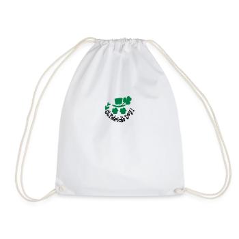 St.Patrick's day green hat shamrock - Drawstring Bag - white - Front