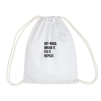 Off-road. Break it. Fix it. Repeat off-road terrain - Drawstring Bag - white - Front