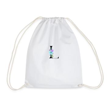 Elegant letter 'L' with flowers - Drawstring Bag - white - Front
