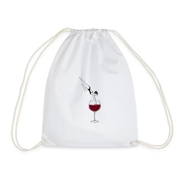 Wein Akrobatik Weinglas Minimalistisches Design - Turnbeutel - Weiß - Vorne