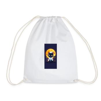 Moonlight Cat in Ghost Cloak - Drawstring Bag - white - Front