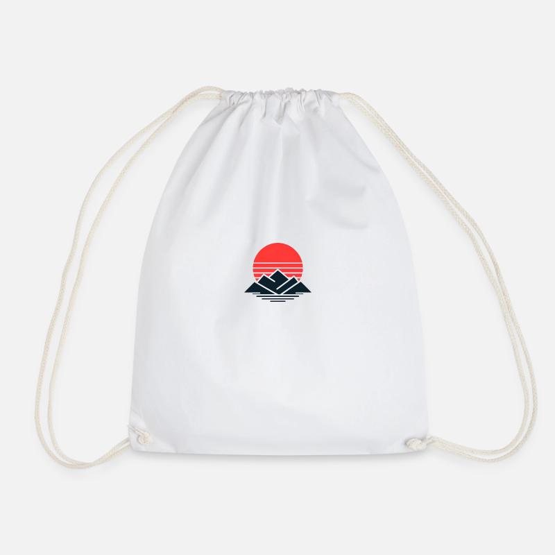 Striped Sunset Peaks - Drawstring Bag - white