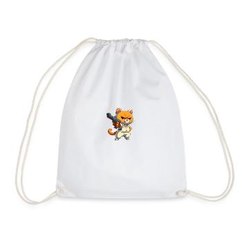 Sauer, ärgerliche orange Katze mit Pistole - Turnbeutel - Weiß - Vorne