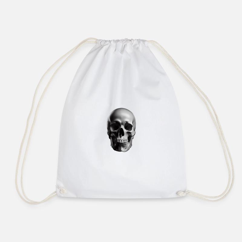 Skull - Drawstring Bag - white