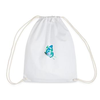 Butterfly, Colorful, Watercolor, Painting, Blue - Drawstring Bag - white - Front