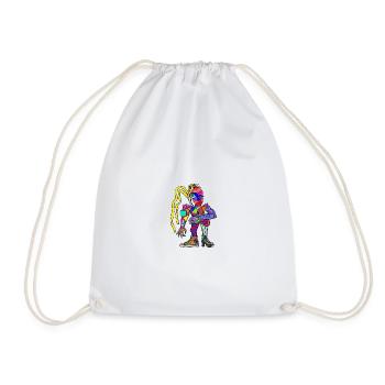 Vibrant Cubism Portrait Street Style - Drawstring Bag - white - Front