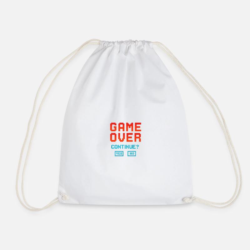 Game Over, Continue? - Drawstring Bag - white