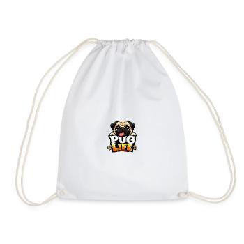 Pug Life Cartoon-Emblem - Turnbeutel - Weiß - Vorne