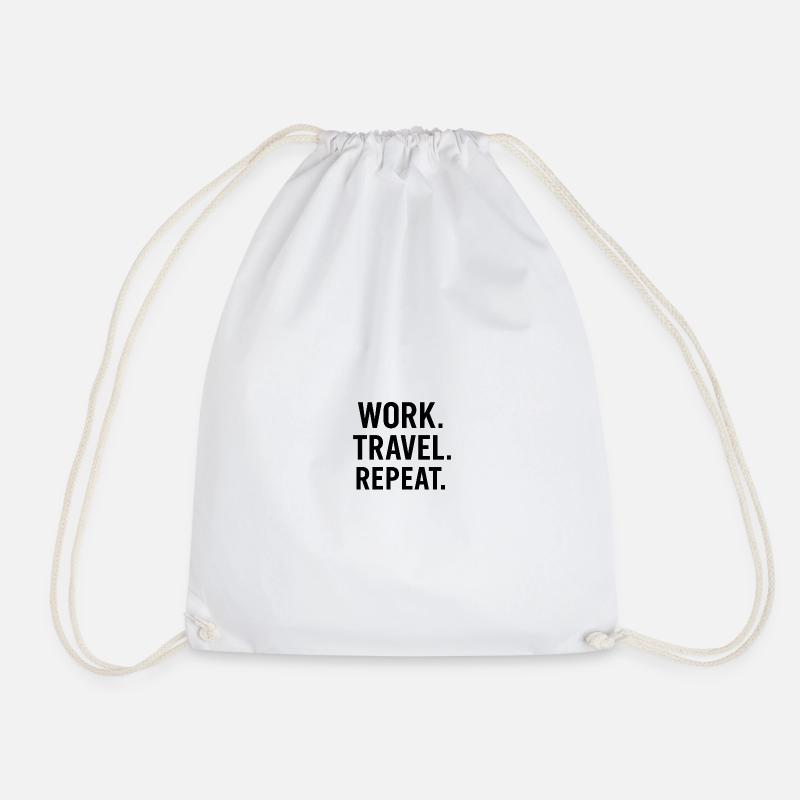 Work Travel Repeat – Adventure &amp; Backpacker Shirt - Drawstring Bag - white