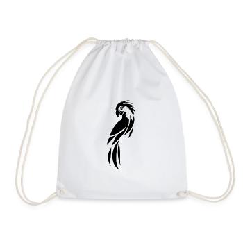 Cute Parrot Tattoo Portrait Bird Drawing - Drawstring Bag - white - Front