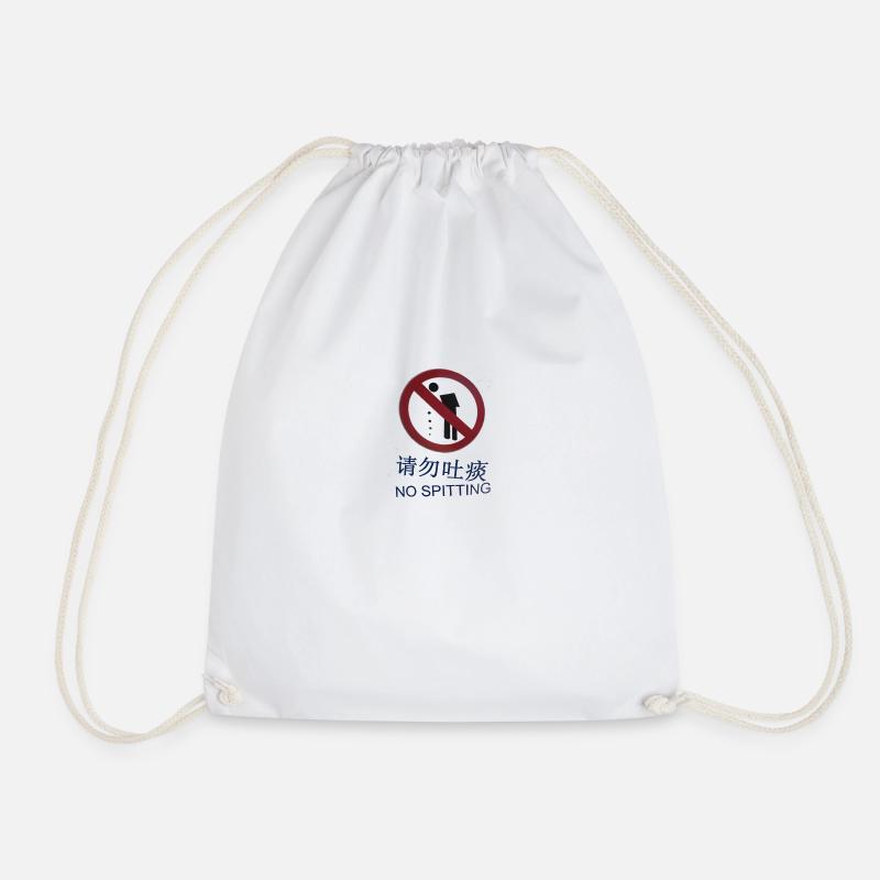 No spitting - Drawstring Bag - white