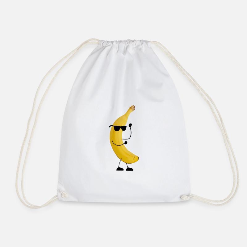 banana with face - Drawstring Bag - white
