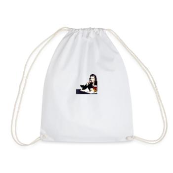 Woman with cigarette and beer - Drawstring Bag - white - Front