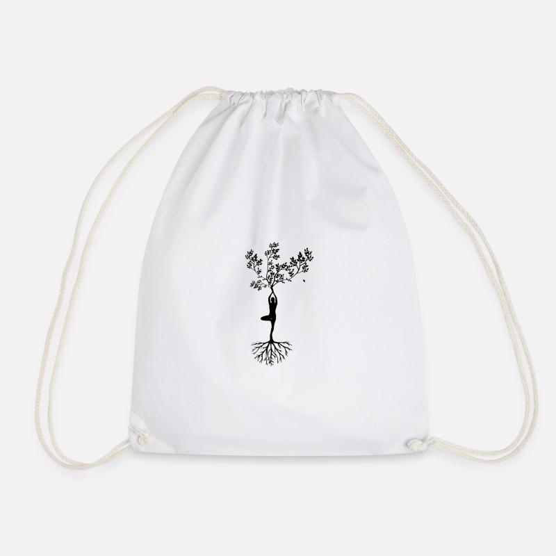 Yoga Tree, Yoga, Tree, Tree, Relax - Drawstring Bag - white