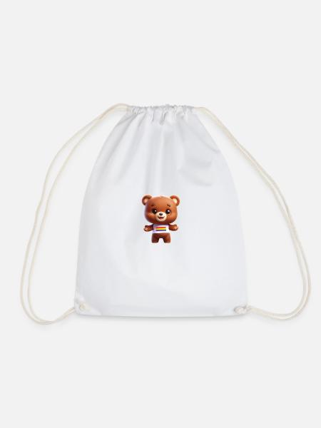 Teddy Tom mit Regenbogenshirt - Turnbeutel - Weiß