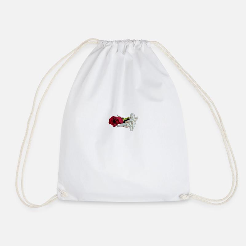 Rose and angel - Drawstring Bag - white