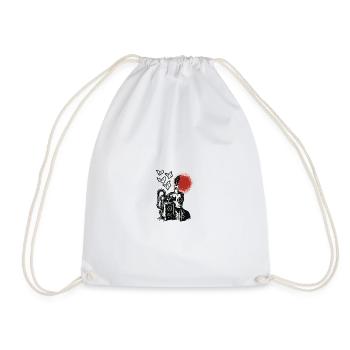 Ink Machine with Pen and Sun - Drawstring Bag - white - Front