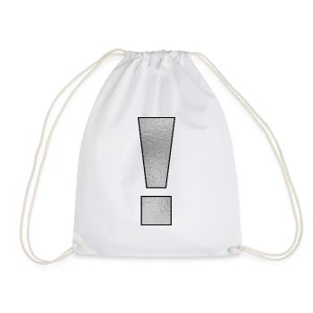 Punctuation mark exclamation mark ! Silver - Drawstring Bag - white - Front