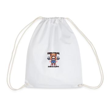Kinda Strong Sorta Fluffy – Sweet Fitness Bear - Drawstring Bag - white - Front