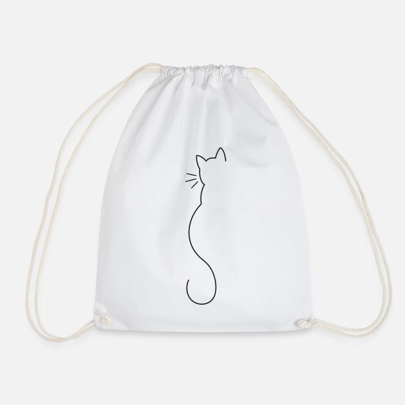 Cats silhouette - Drawstring Bag - white