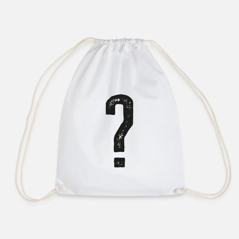 question - Drawstring Bag - white