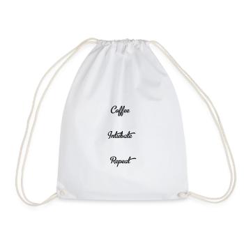 coffee intubate repeat - Drawstring Bag - white - Front