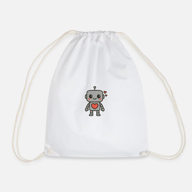Robot Heart Love - Turnbeutel - Weiß