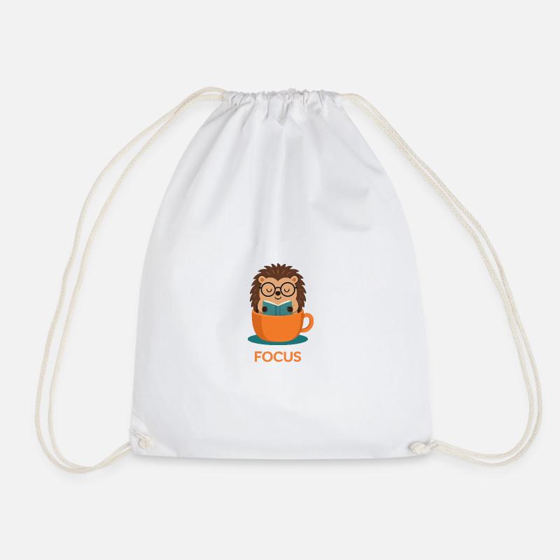 Original studious cute hedgehog - Drawstring Bag - white