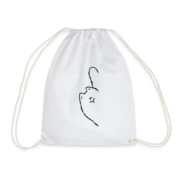 Schräge Katze - Turnbeutel - Weiß - Vorne