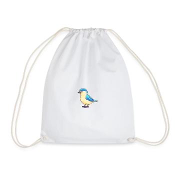 Bird motif - Drawstring Bag - white - Front