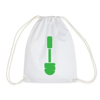 Green Toilet Brush Vector Style - Drawstring Bag - white - Front