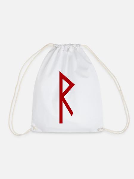 Raidho Rune Rot – Wikinger Futhark Nordisch - Turnbeutel - Weiß