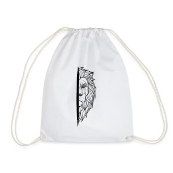 Sketch wild lion head linework tattoo - Drawstring Bag - white - Front