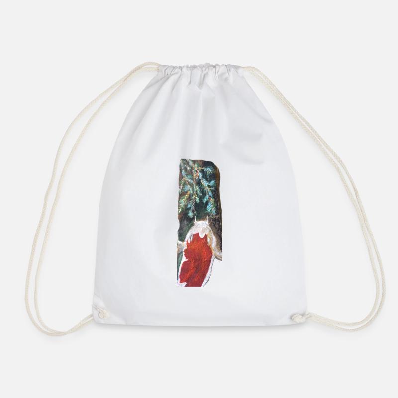 Japanese Koi Above Pine Fronds - Drawstring Bag - white