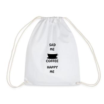 Sad Me + Coffee = Happy Me - Drawstring Bag - white - Front