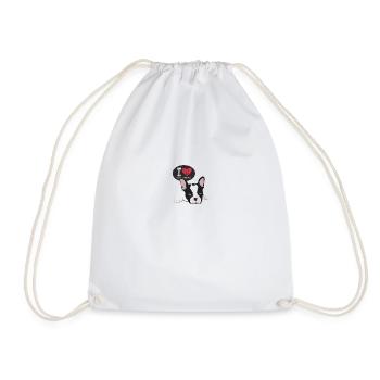 i love french bulldog - Drawstring Bag - white - Front
