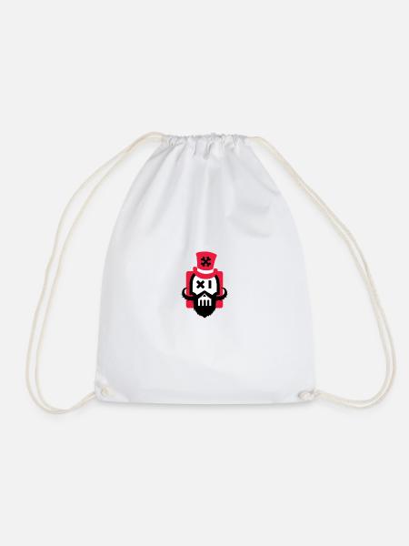 Bearded skull red - Drawstring Bag - white