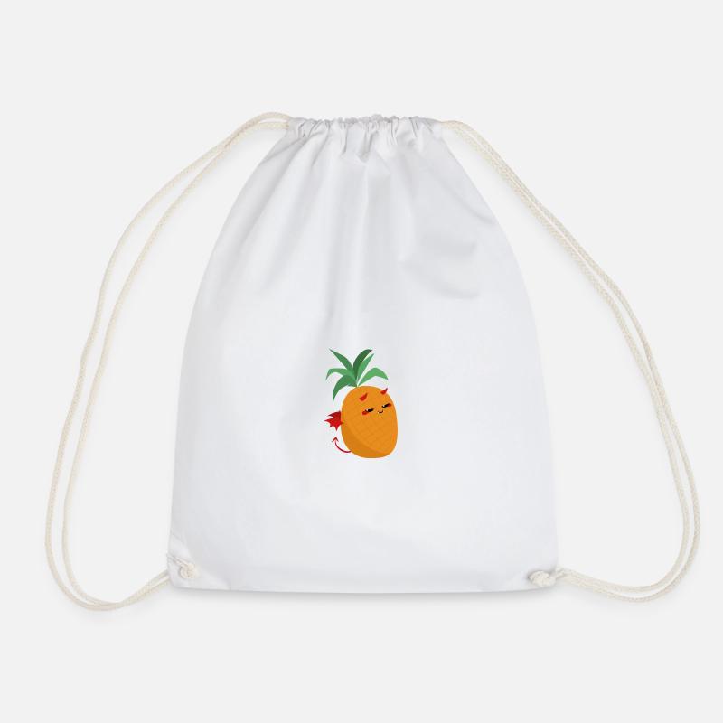 Cute Devil Pineapple - Little Fruity Demon - Drawstring Bag - white