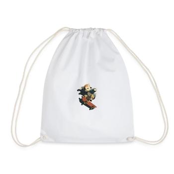 Skateboarding Cat Streetwear - Drawstring Bag - white - Front