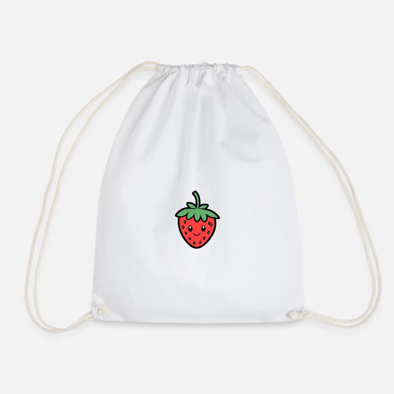 Kawaii Erdbeer Lächeln Design - Turnbeutel - Weiß