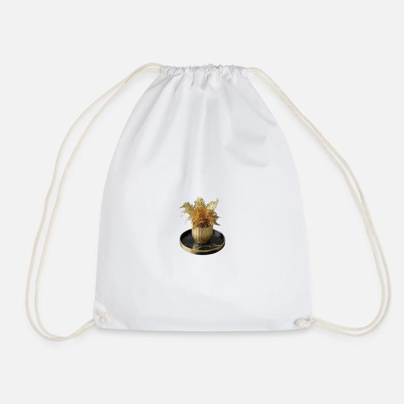 Modern Art Golden Fern - Drawstring Bag - white
